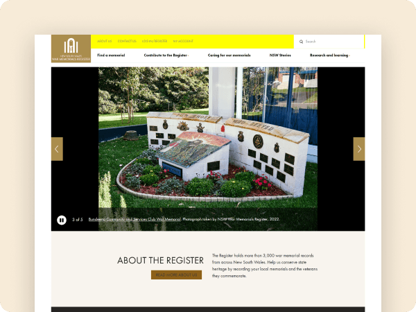 War Memorials Register (Drupal Migration) - Kororo (Digital Transformation Company) Portfolio